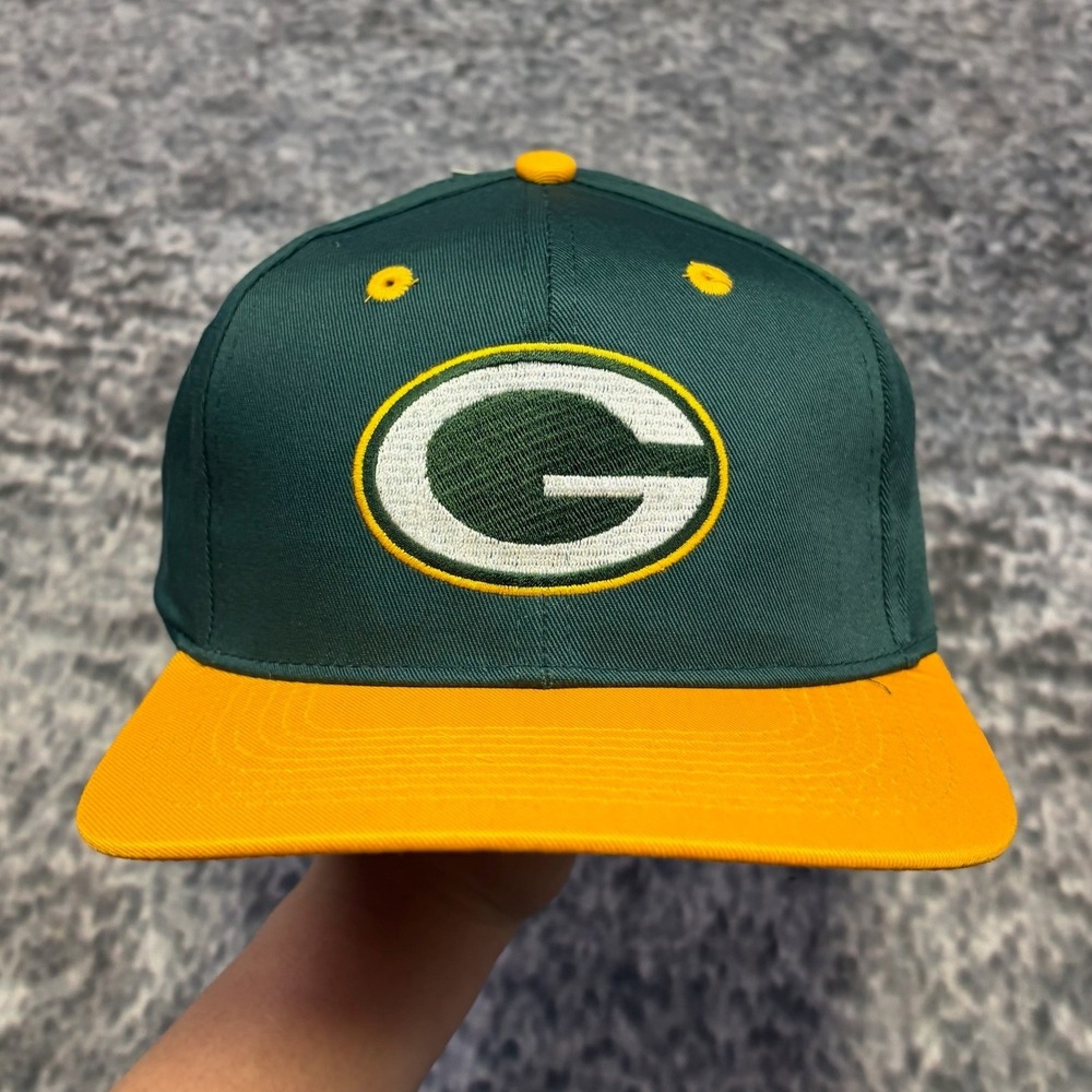 NWT Vintage Green Bay Packers Hat Snap Back Green Yellow NFL Game‎ Day 90s